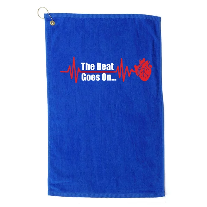 The Heart Beat Goes On Open Bypass Surgery Heart Attack Great Gift Platinum Collection Golf Towel