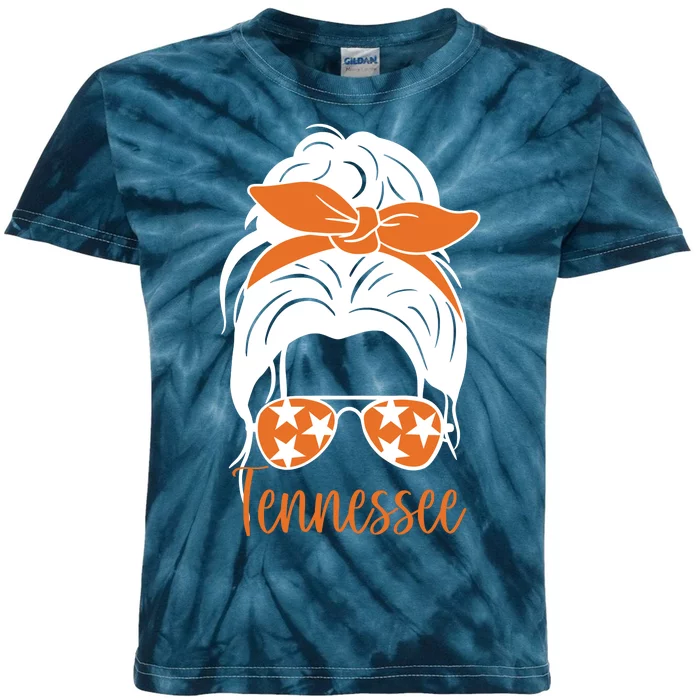 Tennessee Hair Bun Cute Kids Tie-Dye T-Shirt