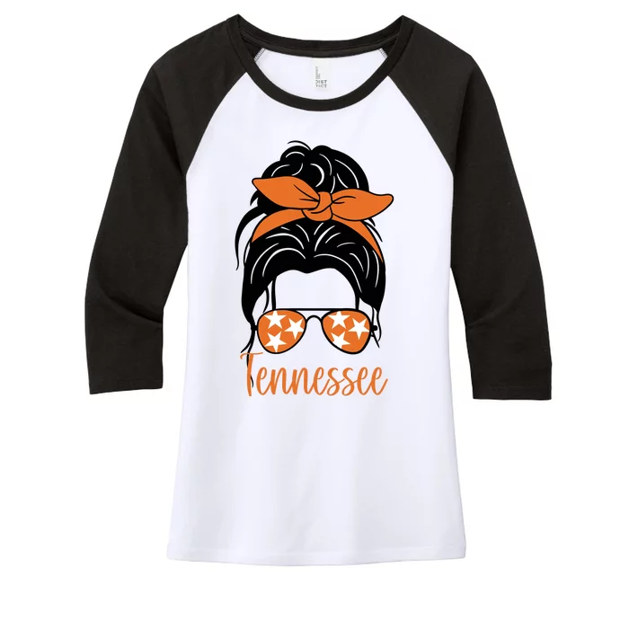 Tennessee Hair Bun Cute Women's Tri-Blend 3/4-Sleeve Raglan Shirt