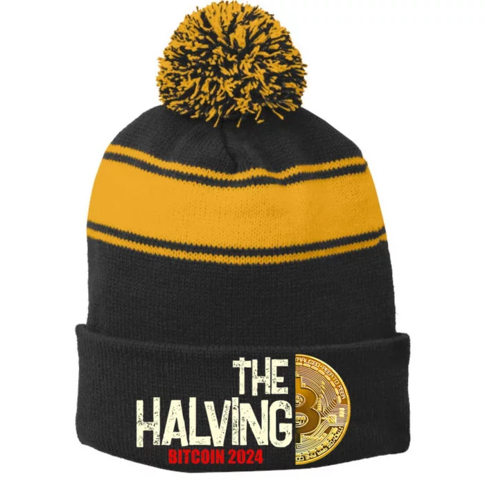 The Halving Bitcoin 2024 Stripe Pom Pom Beanie