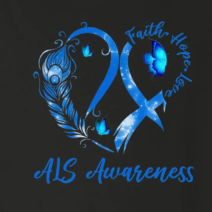 Tu Heart Butterfly Blue Ribbon ALS Awareness Month Toddler Long Sleeve Shirt