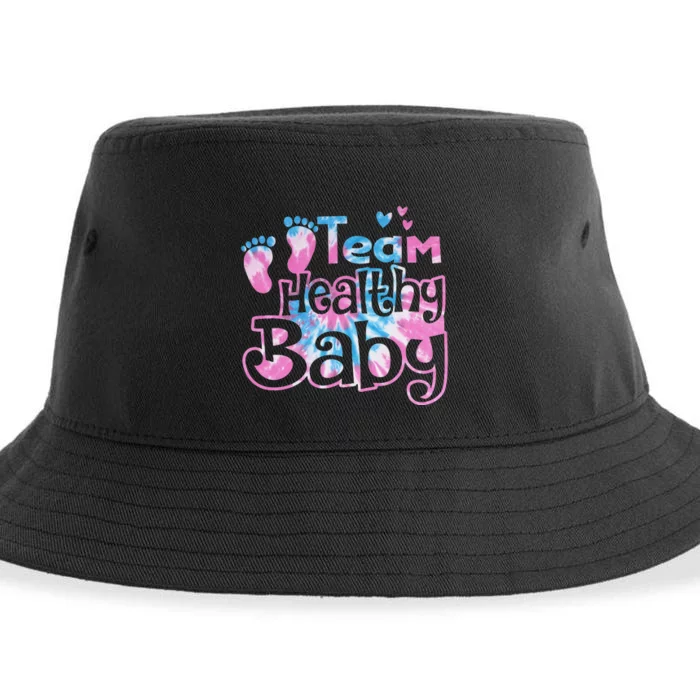 Team Healthy Baby Gender Reveal Party Pink Or Blue Tie Dye Sustainable Bucket Hat