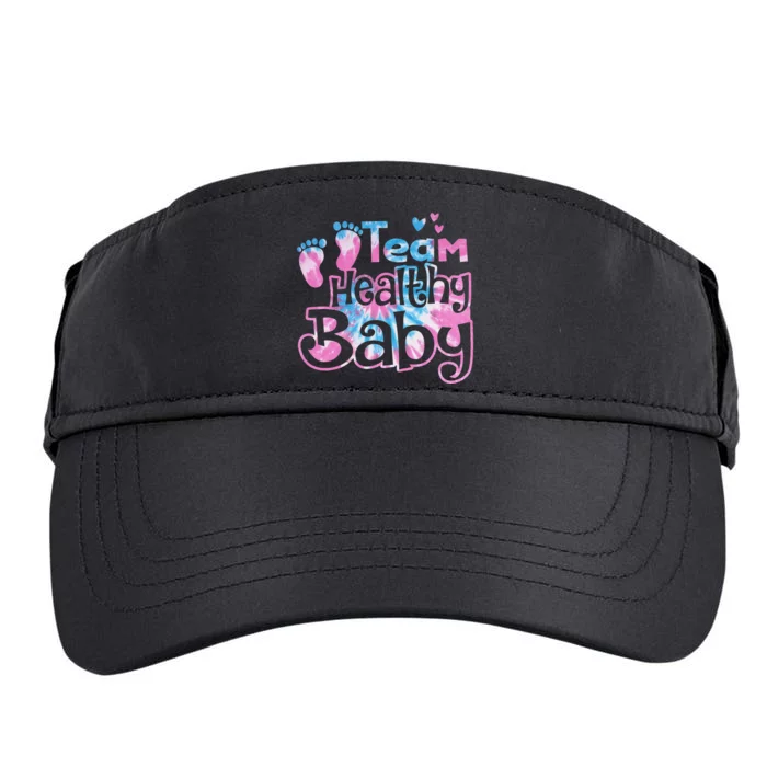 Team Healthy Baby Gender Reveal Party Pink Or Blue Tie Dye Adult Drive Performance Visor