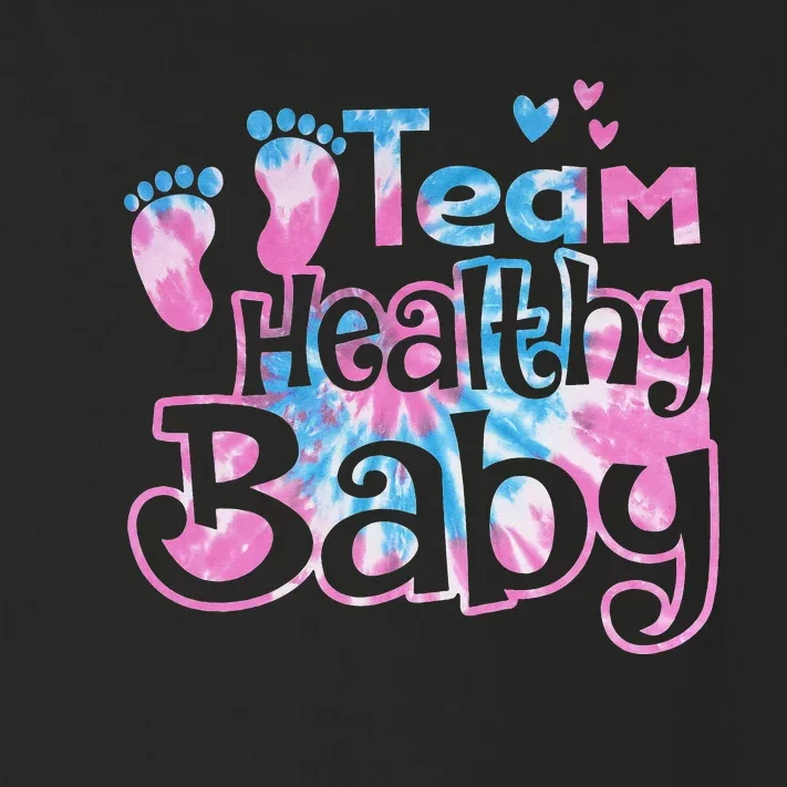 Team Healthy Baby Gender Reveal Party Pink Or Blue Tie Dye Toddler Long Sleeve Shirt