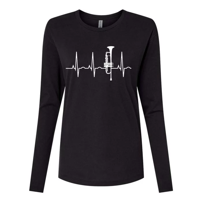 Trumpet Heartbeat Best Trumpet Player Womens Cotton Relaxed Long Sleeve T-Shirt