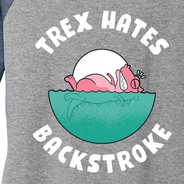 Trex Hates Backstroke Women's Tri-Blend 3/4-Sleeve Raglan Shirt