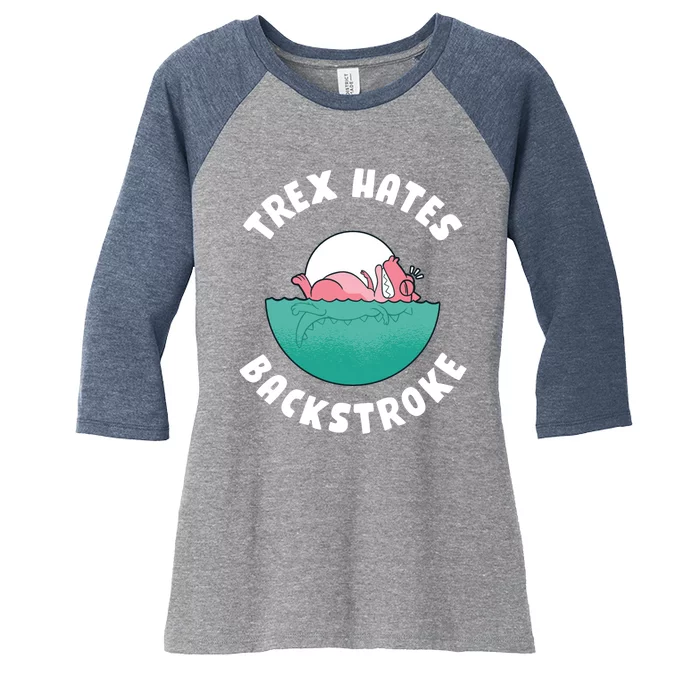 Trex Hates Backstroke Women's Tri-Blend 3/4-Sleeve Raglan Shirt