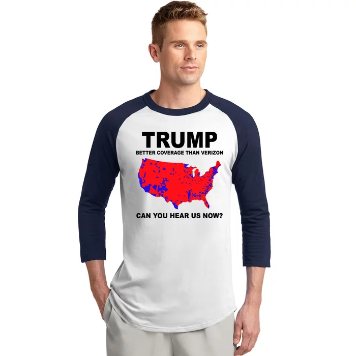 Trump Has Better Coverage Than Verizon Red Wave Us Map Baseball Sleeve Shirt