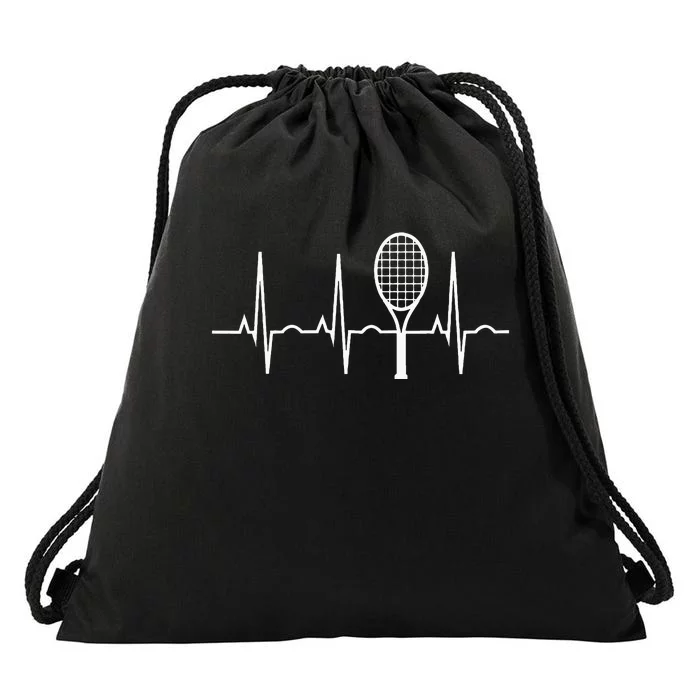 Tennis Heartbeat Best Tennis Gift for Players Fans Drawstring Bag