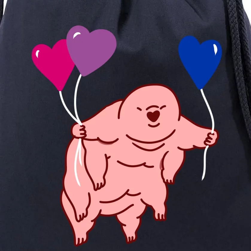 Tardigrade Heart Balloon Bisexual Pride Gift Drawstring Bag