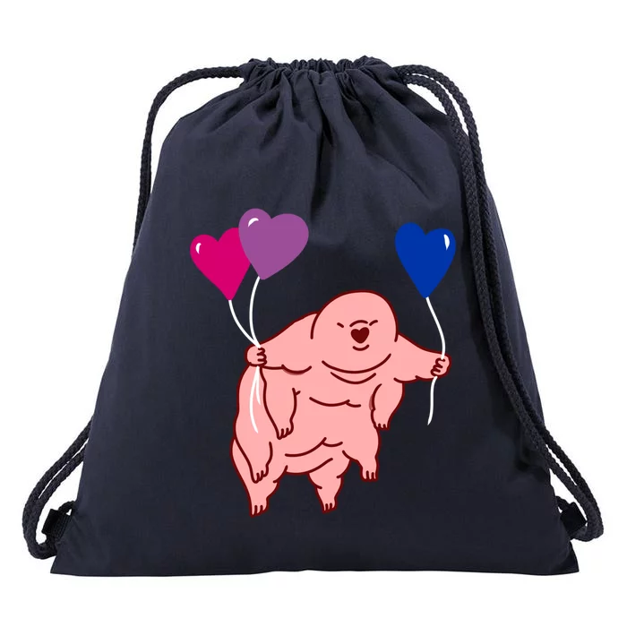 Tardigrade Heart Balloon Bisexual Pride Gift Drawstring Bag