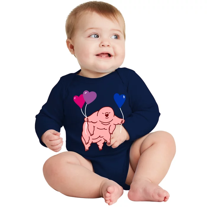 Tardigrade Heart Balloon Bisexual Pride Gift Baby Long Sleeve Bodysuit