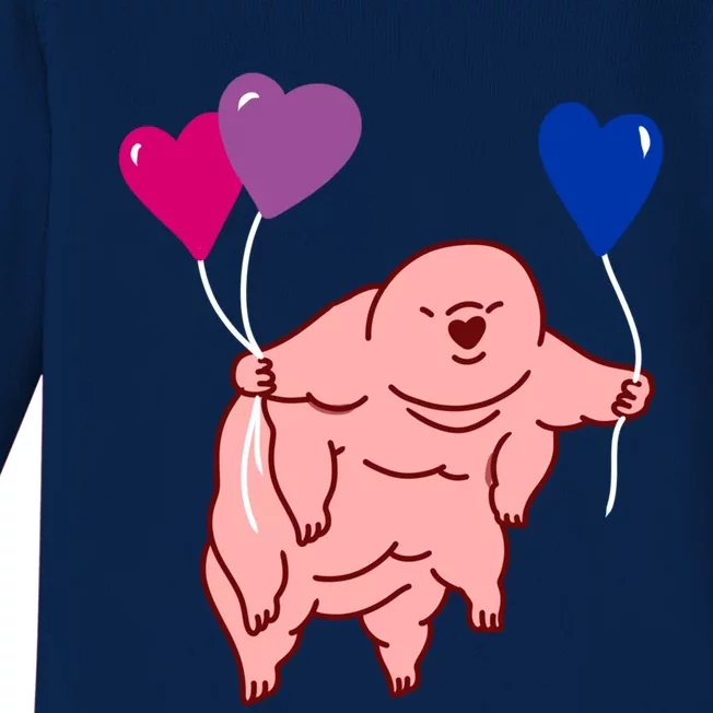 Tardigrade Heart Balloon Bisexual Pride Gift Baby Long Sleeve Bodysuit