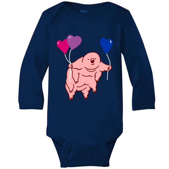 Tardigrade Heart Balloon Bisexual Pride Gift Baby Long Sleeve Bodysuit