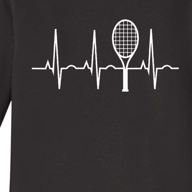 Tennis Heartbea Best Tennis Gift For Players Fans Baby Long Sleeve Bodysuit