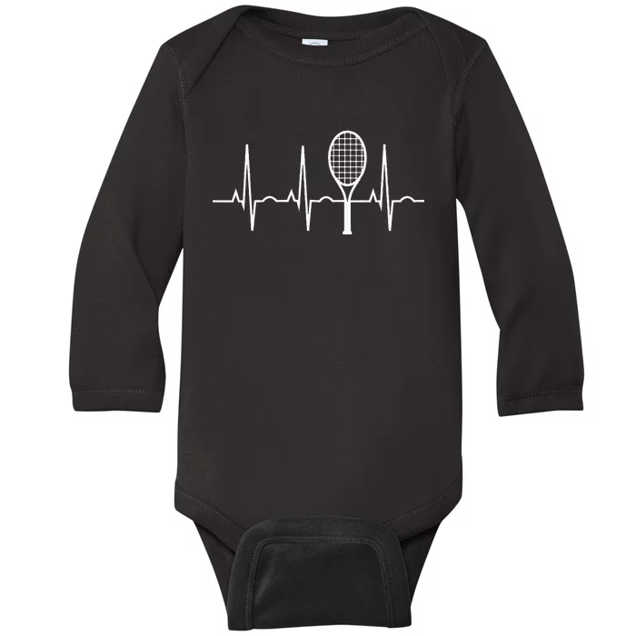 Tennis Heartbea Best Tennis Gift For Players Fans Baby Long Sleeve Bodysuit