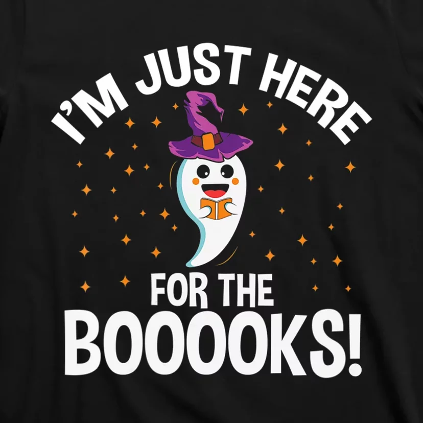 Teacher Halloween Bookworm Just Here For The Boooks Ghost T-Shirt