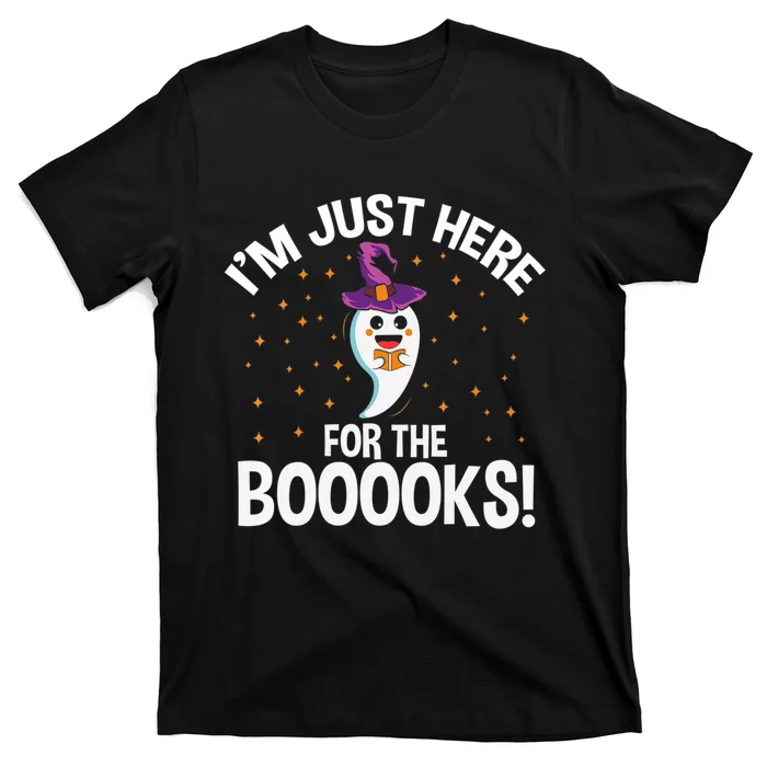 Teacher Halloween Bookworm Just Here For The Boooks Ghost T-Shirt