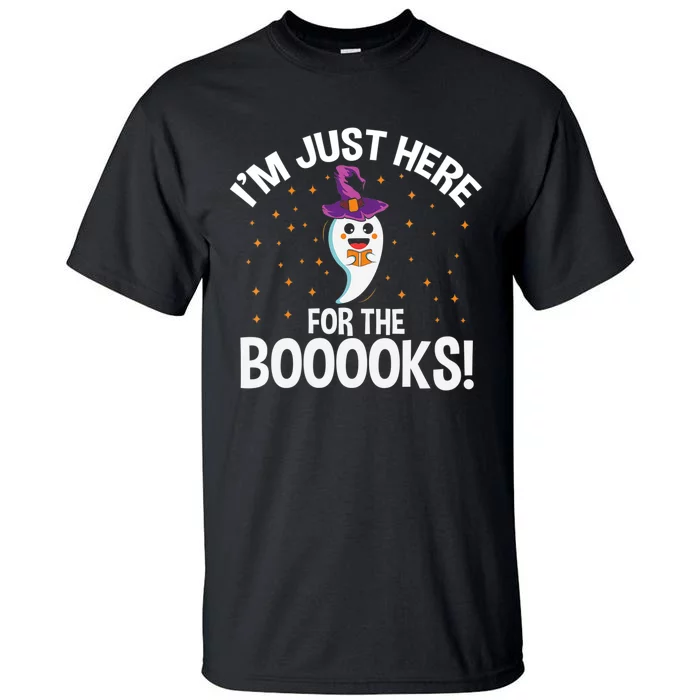 Teacher Halloween Bookworm Just Here For The Boooks Ghost Tall T-Shirt