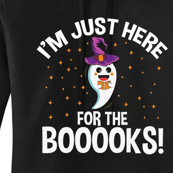 Teacher Halloween Bookworm Just Here For The Boooks Ghost Women's Pullover Hoodie