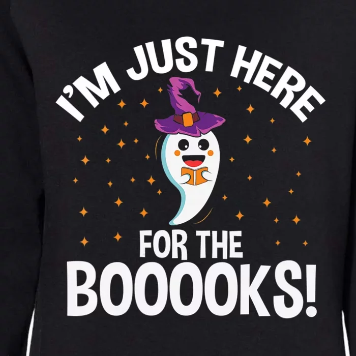 Teacher Halloween Bookworm Just Here For The Boooks Ghost Womens California Wash Sweatshirt