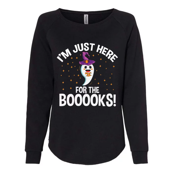 Teacher Halloween Bookworm Just Here For The Boooks Ghost Womens California Wash Sweatshirt