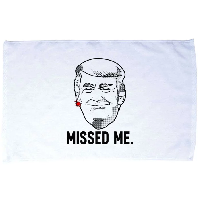 Trump Head Cartoon Bloody Ear Missed Me Funny 2024 Survivor Microfiber Hand Towel