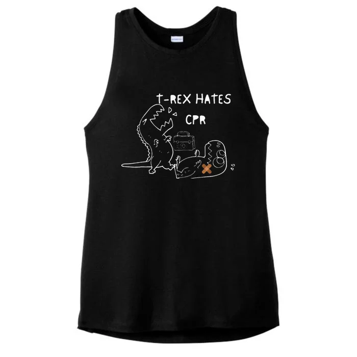 TRex Hates CPR Dinosaurs Nurse Funny Quote Nurses Week Ladies Tri-Blend Wicking Tank