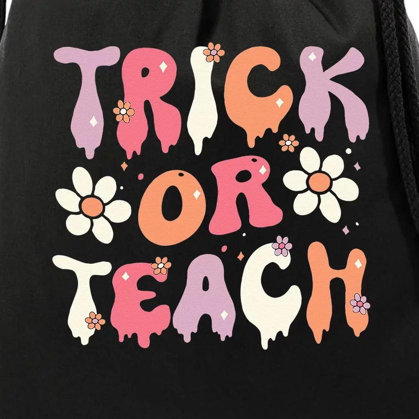 Teacher Halloween Costume Trick or Teach Ghost Groovy 70s Drawstring Bag