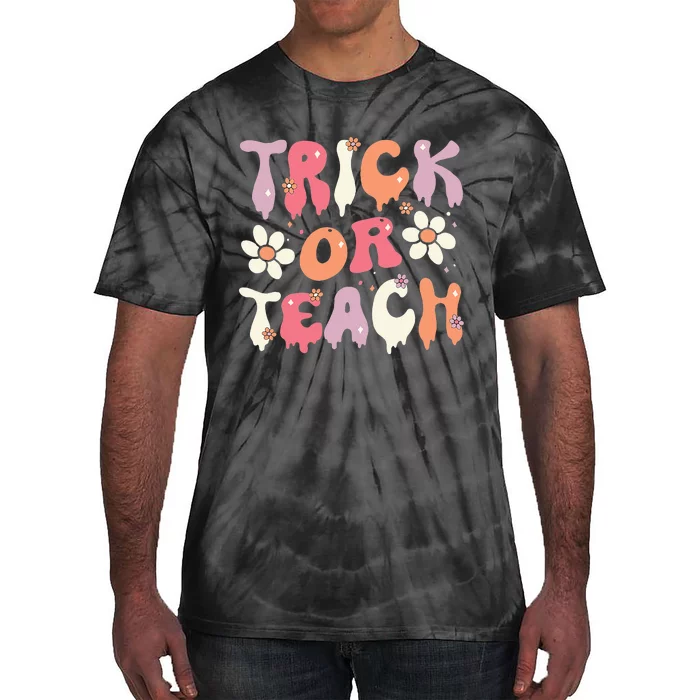 Teacher Halloween Costume Trick or Teach Ghost Groovy 70s Tie-Dye T-Shirt