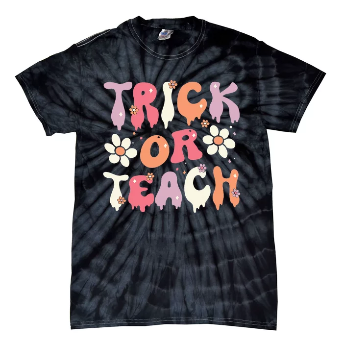 Teacher Halloween Costume Trick or Teach Ghost Groovy 70s Tie-Dye T-Shirt