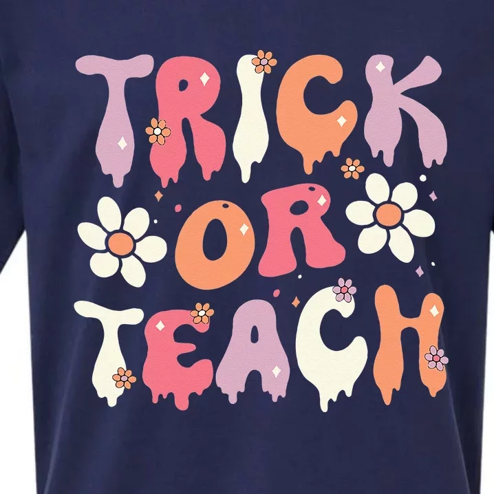 Teacher Halloween Costume Trick or Teach Ghost Groovy 70s Sueded Cloud Jersey T-Shirt