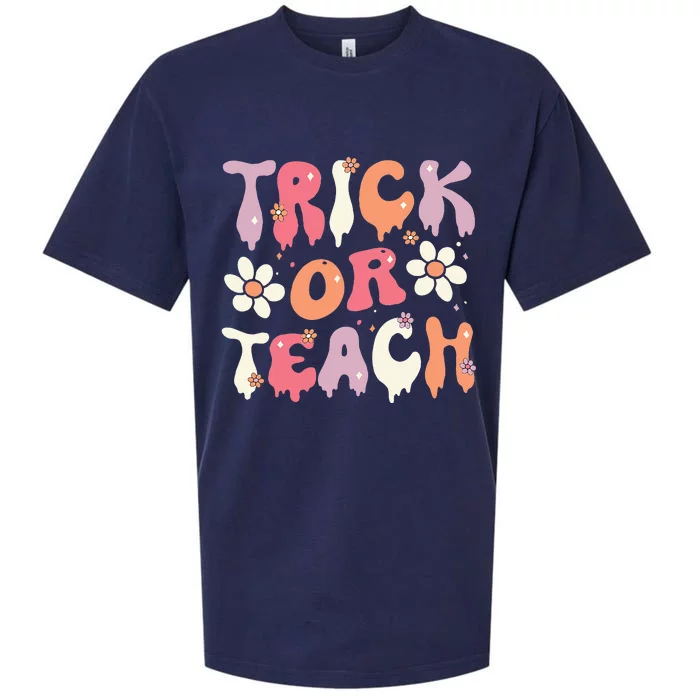 Teacher Halloween Costume Trick or Teach Ghost Groovy 70s Sueded Cloud Jersey T-Shirt