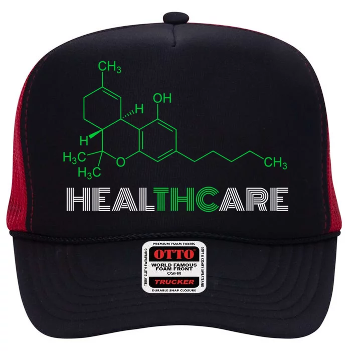 Thc Healthcare Cute Gift Thc Molecule Weed Cannabis High Crown Mesh Trucker Hat