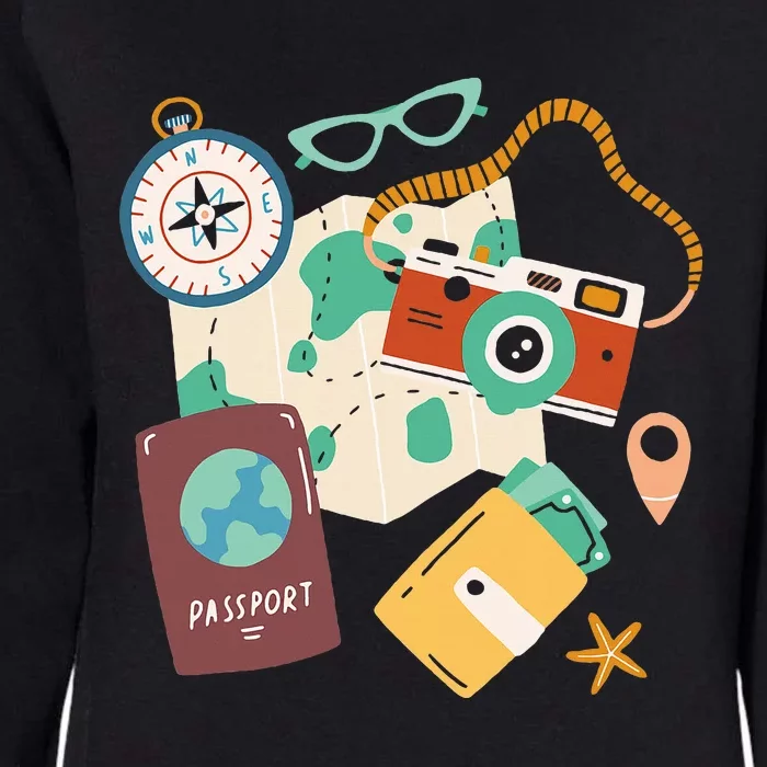 Tourist Holidays Costume Camera Passport Traveling Vacation Womens California Wash Sweatshirt