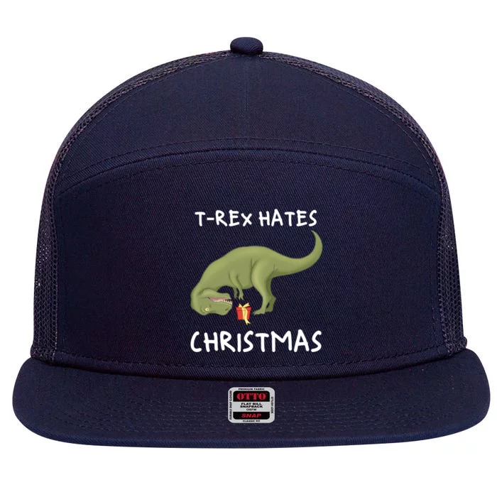 Trex Hates Christmas Xmas Dinosaur Christmas Meaningful Gift 7 Panel Mesh Trucker Snapback Hat