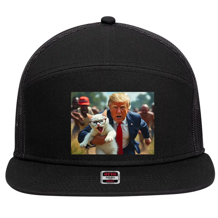 Trump Holding Cat Vote Trump Pets For Trump Vote President 7 Panel Mesh Trucker Snapback Hat