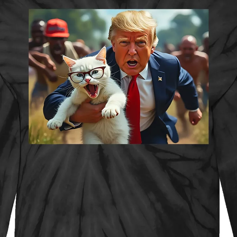 Trump Holding Cat Vote Trump Pets For Trump Vote President Tie-Dye Long Sleeve Shirt