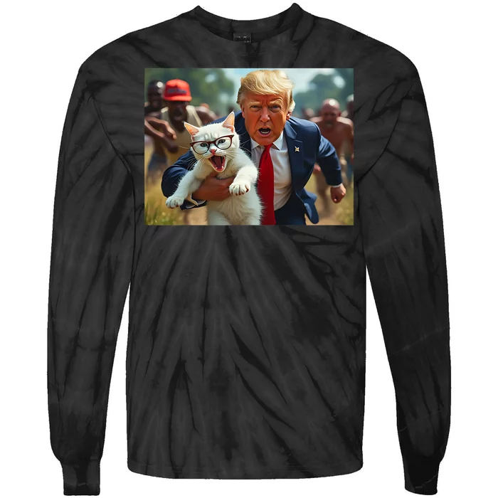 Trump Holding Cat Vote Trump Pets For Trump Vote President Tie-Dye Long Sleeve Shirt