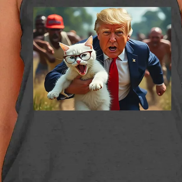 Trump Holding Cat Vote Trump Pets For Trump Vote President Women's Knotted Racerback Tank