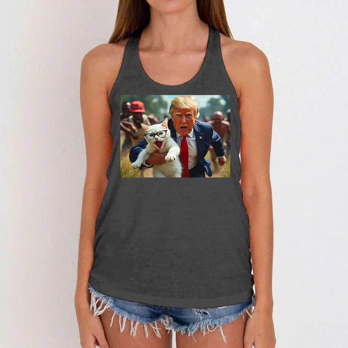 Trump Holding Cat Vote Trump Pets For Trump Vote President Women's Knotted Racerback Tank