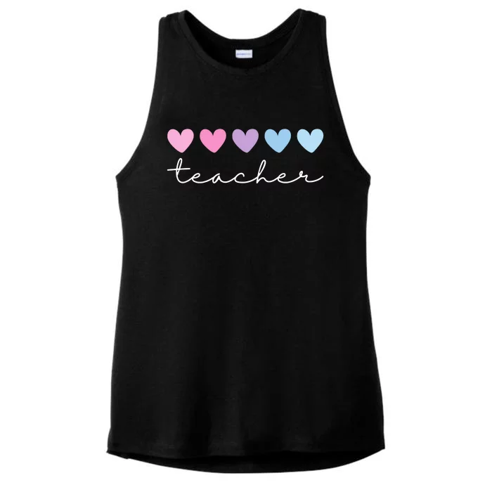 Teacher Hearts Cute Gift Ladies Tri-Blend Wicking Tank