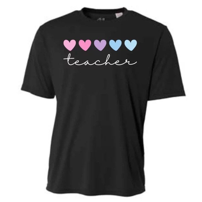 Teacher Hearts Cute Gift Cooling Performance Crew T-Shirt