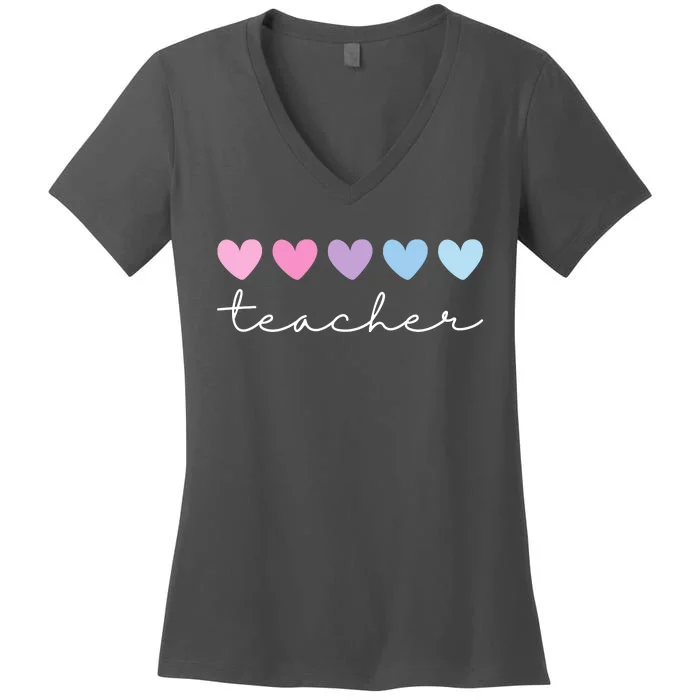 Teacher Hearts Cute Gift Women's V-Neck T-Shirt