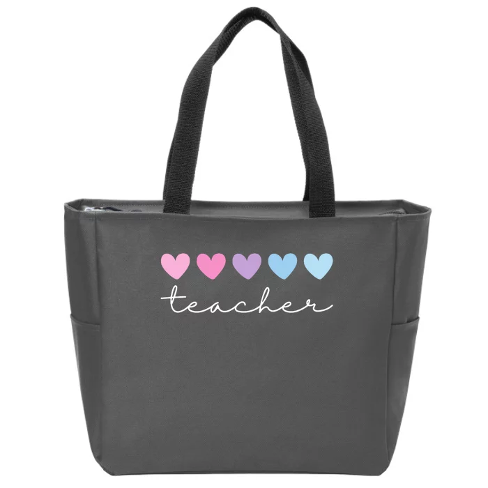 Teacher Hearts Cute Gift Zip Tote Bag