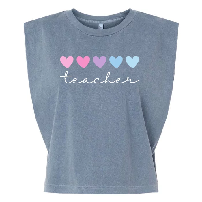 Teacher Hearts Cute Gift Garment-Dyed Women's Muscle Tee