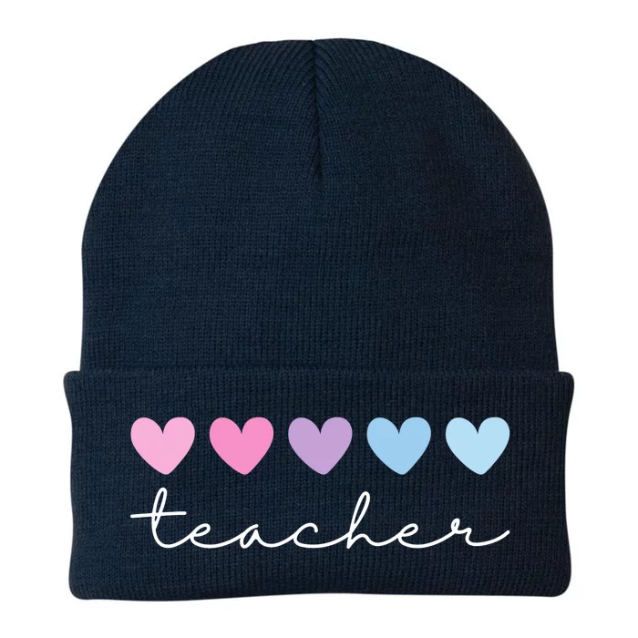 Teacher Hearts Cute Gift Knit Cap Winter Beanie