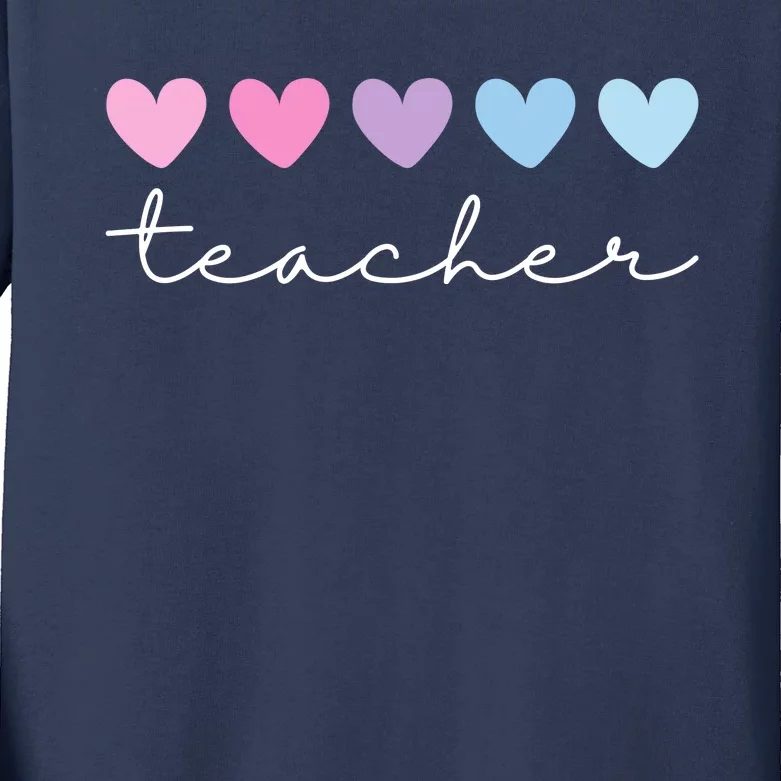 Teacher Hearts Cute Gift Kids Long Sleeve Shirt