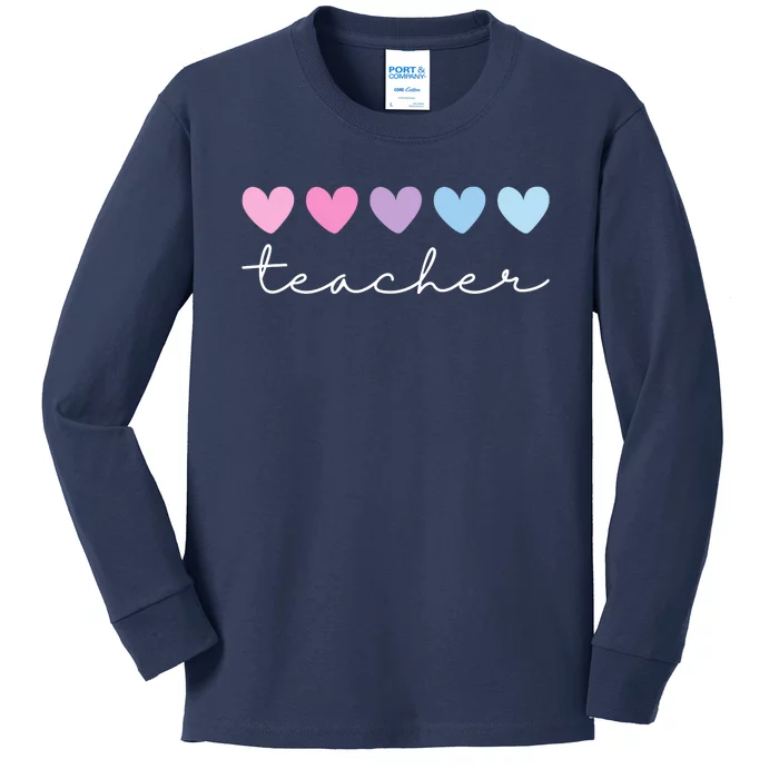 Teacher Hearts Cute Gift Kids Long Sleeve Shirt