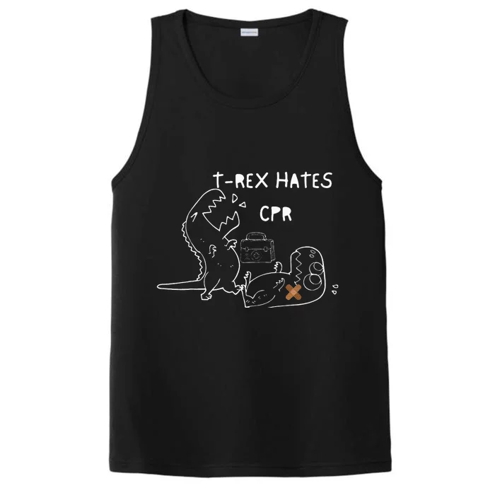 T-Rex Hates CPR Dinosaurs Funny Nurse Performance Tank